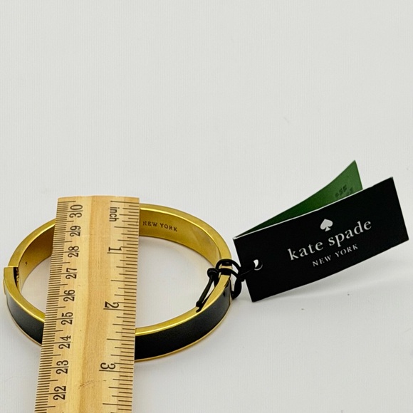 NWT Kate Spade Hole Punch Spad Gold Black Bracelet - Picture 10 of 12